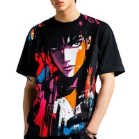 T-shirt noir unique pour hommes Vibrant Original Graphic Print Oversized Short Sleeve High Quality Casual Streetwear for Young Men