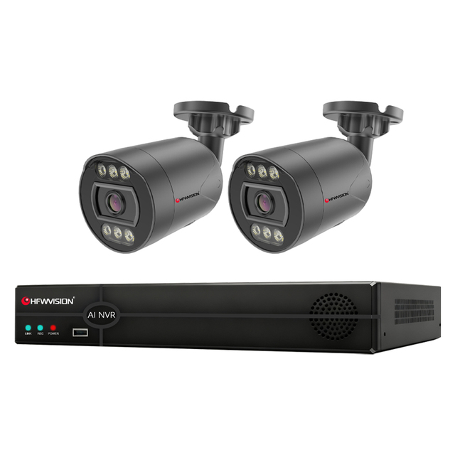 Home Security 2PCS 4CH NVR H.265 Waterproof Outdoor Color Night Vision 4k Security Camera System Kit Ultra HD 8mp POE IP Camera