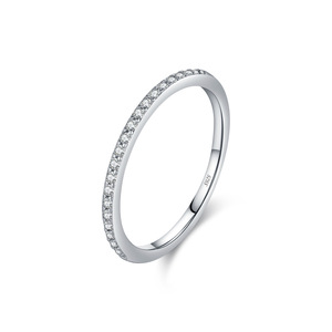 S925 <b>Silver</b> Minimalist Half Paved CZ <b>Silver</b> <b>Ring</b> Dainty Korean Style Daily Wear JewelryElegant Half Eternity CZ <b>Stacking</b> <b>Ring</b> St - Product Image 1