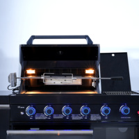 Station de barbecue de luxe pour extérieur avec îlot en acier inoxydable, réfrigérateur et armoire de rangement
