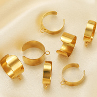 Vente en gros de bagues ouvertes en plaqué or Bagues à ouverture unique en acier inoxydable avec trou pour bijoux de bricolage pour femmes