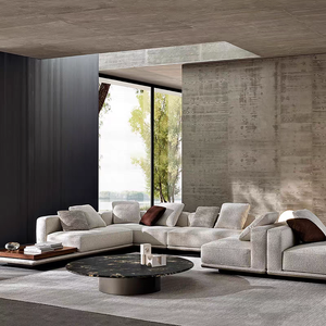 Sofá Seccional de Esquina de Diseño Italiano de Lujo en Cuero y Tela, Diseño de <span class=keywords><strong>Canape</strong></span> para Muebles de Hotel, Apartamento, Villa, Sala de Estar - Product Image 1