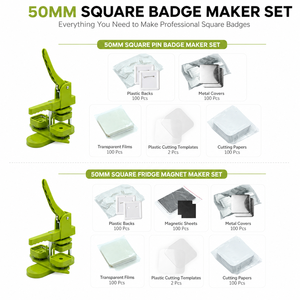 <span class=keywords><strong>Kit</strong></span> de machine à badges carrés 50*50mm avec coupe-papier et 100 fournitures |   Presse à boutons manuelle pour badges personnalisés - Product Image 5