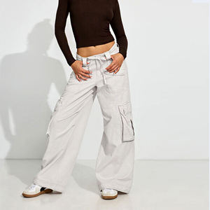 Taglie forti abbigliamento da donna personalizzato in poliestere Casual <span class=keywords><strong>Beige</strong></span> oversize larghi larghi donna pantaloni <span class=keywords><strong>Cargo</strong></span> taglie grandi - Product Image 1