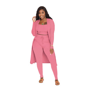 Nouveau Style décontracté femmes 3 pièces ensemble automne et hiver mode licou longue <span class=keywords><strong>Cape</strong></span> Pit Strip couleur unie - Product Image 3