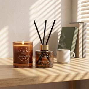 AIKUN Handmade Soy Wax <b>Reed</b> <b>Diffuser</b> Scented Candle Aromatherapy Fragrance Gift Set for Home Bedroom Living Room Custom - Product Image 3