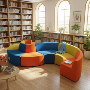 Ensemble de canapés modulaires colorés au design ergonomique moderne, assemblage flexible, pour écoles, bibliothèques, hôtels, gymnases, meubles commerciaux, certifié CE - Product Image 1