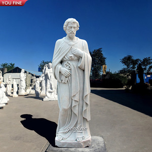 Estatua de mármol blanco tallado a mano para exteriores, escultura de Saint Louis de Assisi - Product Image 4