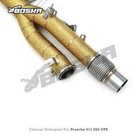 Pipa Uji Pengganti OEM Kustom untuk Porsche 911 992 GTS 3.6T 2025 Boska Race Turbo Downpipe Bolt-on OAP Header Berinsulasi Panas