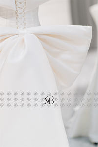 Mily mariée QD06151 hors épaule plissée détachable grand arc Train femmes robes de mariée sirène - Product Image 6