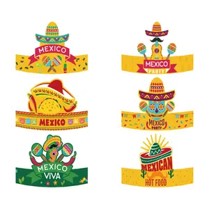 Mexico Festival Theme cartoon print Paper Hat Party Carnival Photography Prop Decoration