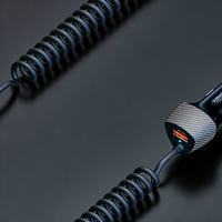 Chargeur de voiture OEM 51W avec câble spiralé de 1,8 m, double port, type C, chargeur de voiture QC3.0, chargeur USB pour voiture