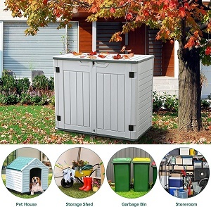 Maison et jardin Hangar <span class=keywords><strong>de</strong></span> stockage extérieur imperméable en PEHD 760L - Product Image 4