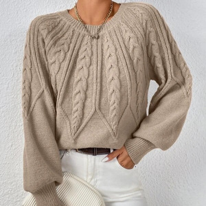 Modischer Retro-Kabelstrick-Pullover mit Facettiertem Twist-Design, Koreanischer Stil für Innen- und Außenbekleidung, Lässiger Strickpullover - Product Image 4