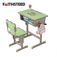 Ensemble bureau et chaise pour étudiants réglables en hauteur avec tiroir de rangement, crochet pour sac, table d'étude pour enfants, chaise pour l'école, la salle de classe, la maison