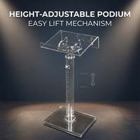 Podium moderne en acrylique et cristal pour usage commercial - Idéal pour églises, écoles, hôtels, avec fonctionnalités de présentation de discours
