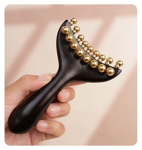 Cepillo de meridianos de madera y latón, herramienta Gua Sha, masajeador de cuerpo completo para pecho y senos, incluye masaje de <span class=keywords><strong>ganglios</strong></span> <span class=keywords><strong>linfáticos</strong></span> axilares para masaje facial - Product Image 2