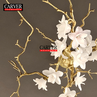 Luminaire suspendu en laiton de luxe américain, hauteur réglable, LED blanc chaud, finition chrome poli, design floral artistique, garantie 3 ans