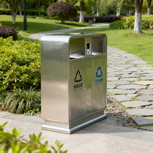 Tùy chỉnh đôi đường phố ngoài trời thùng rác, thép không gỉ vườn rác, công viên ngoài trời hiện đại Thùng rác ngoài trời - Product Image 4