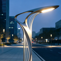 Poteau d'éclairage paysager LED torsadé élégant (alliage d'aluminium thermolaqué + bande LED linéaire) IP65 étanche, éclairage public 360°