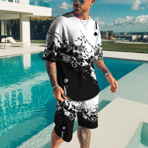 Custom Summer <strong>3D</strong> Graphic Print 2 Piece Jogging Suit Mens <strong>T</strong> <strong>Shirt</strong> and Shorts Set - Product Image 3