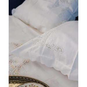 Juego de Sábanas Matrimoniales Luisasaronno con Encaje y Decoración de Estrellas, Sábanas Ajustables y Planas - Product Image 4