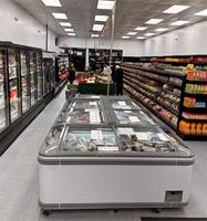 Congélateur d'îlot de porte en verre de coffre d'affichage de supermarché de meilleure qualité pour viande/fruits de mer/poulet