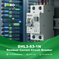 DOHO DHL3-63 1P+N RCCB Montaje en Riel DIN Capacidad de Interrupción 6kA Curva B/C Poliéster Protección IP20 230V/240V 50/60Hz Doméstico