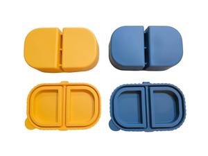 Silicone Reusable Snack Containers <b>with</b> <b>Lids</b>, Double Compartment <b>Box</b> Containers for Dips Salad Condiment, <b>Small</b> Food Snack Case - Product Image 2