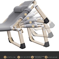 Lit simple pliable et réglable en métal, lit de camping portable pour adultes, chaise longue pour la maison, le bureau et l'appartement
