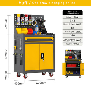 Heavy Duty 200kg Capacity <b>Tool</b> Cabinet Steel Rolling <b>Tool</b> <b>Trolley</b> with 1 Drawer and Lockable Storage System for Workshop - Product Image 4