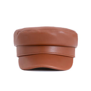 Casquette de béret à visière en cuir PU pour <span class=keywords><strong>femme</strong></span>, chapeau court capitaine <span class=keywords><strong>marin</strong></span>, accessoire de boulanger, meilleure qualité - Product Image 4