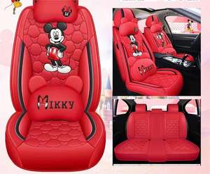 ชุดหุ้มเบาะรถยนต์หนังลายมิกกี้เมาส์สีชมพู 5 ที่นั่ง แบบกล่อง น่ารักสไตล์สาวหวาน สำหรับรถยนต์ Hyundai รุ่น Lulu AnK1 ทำจากผ้าลินินและขนสัตว์ - Product Image 2