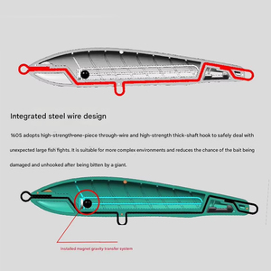 Leurre de pêche flottant WEIHE Topwater Treble Hook Pencil Lure 160mm 45g pour la pêche en eau salée et en rivière - Product Image 3