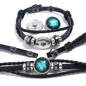 Pulsera Luminosa de Cuero con Signos Zodiacales: Géminis, Leo, Libra, Escorpio, <span class=keywords><strong>Sagitario</strong></span>, 12 Constelaciones, Joyería para Hombre - Product Image 3