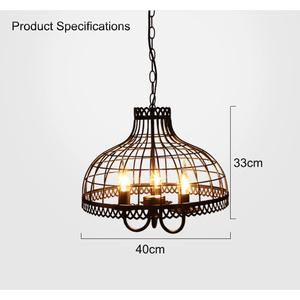Vintage endüstriyel kuş kafesi avize restoran Bar LED ışık kahve süt çay dükkanı için tencere kaynağı dekoratif lamba - Product Image 6