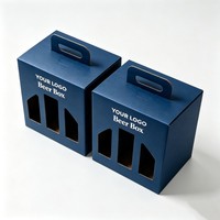 Caja de Regalo para Vino de Lujo Hecha a Mano con Asa, Impresión Digital, Cajas de Cartón Corrugado para Cerveza de 125 ml, Cajas de Embalaje para Bebidas Energéticas