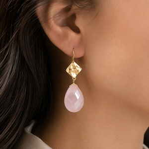 Orecchini pendenti vintage con pietra rosa, stile minimalista elegante, gioielli alla moda per donna, accessori per feste e uso quotidiano - Product Image 3