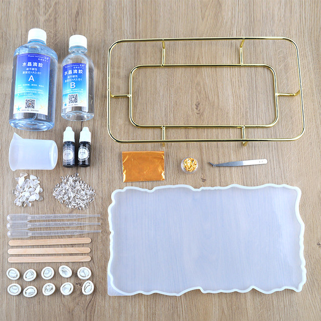 DIY Tray Resin Mold Kit Coaster AB Glue UV Epoxy Resin Silicone Molds Tools Set for DIY Jewelry Craft Making