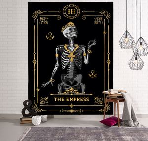 Tapiz Decorativo para el Hogar, Estilo Europeo y Americano, con Diseño de Calavera en Blanco y Negro, Tela para Colgar en la Pared, Póster para Montar en la Pared - Product Image 4