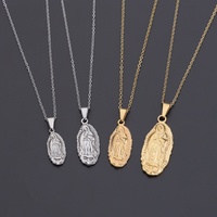 Pendentif Collier en Acier Inoxydable Religieux Bouddhiste Mary Coin Médaille Scenic Spot Bijoux Unisexe Ange Plus Cent Colonne Pendentif