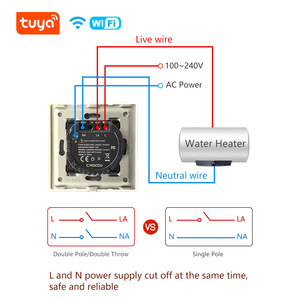 Tuya Smart Wifi <b>Touch</b> <b>Switch</b> 20A Dual Pole Water Heater Control Instant Tankless With Alexa Voice Support - Product Image 4