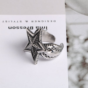 Open Face <b>Titanium</b> Steel Star <b>Ring</b> Five Pointed Unisex Fashion Jewelry Gift SA984 - Product Image 4