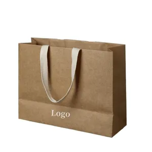 China Supplier Offset Printing Durable Kraft Gift Food Bag Custom Logo Shopping Paper Bag For Clothing