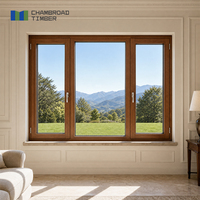 Fenêtres en bois recouvertes d'aluminium, cadre en bois, ouverture vers l'intérieur, verre opaque, résistant à la pourriture, certifié CE pour hall d'hôtel