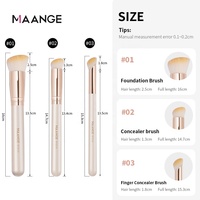 MAANGE Lot de 3 pinceaux de maquillage pour fond de teint pinceau correcteur coudé lot de 3 pinceaux de maquillage de haute qualité avec logo personnalisé