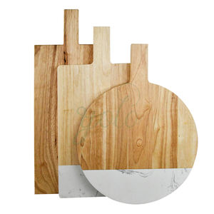 Plateau de service de planche à fromage en bois d'acacia en marbre de luxe simple avec poignées Bloc de coupe personnalisé pour cuisine et fête - Product Image 1