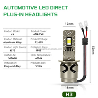 Lampu Mobil TGZ Fan Cool Terbaru, Aksesoris Lampu Eksterior Mobil 12-60V LED H3 dan Aksesoris Lampu Mobil Lainnya 60W