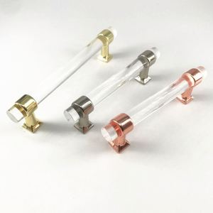 BJ1157 Furniture Hardware Cabinet <b>Drawer</b> Vanity Glass+Zinc Base Rose <b>Gold</b> Chrome Handle Contemporary Design Durable Eco-Friendly - Product Image 1