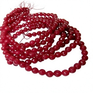 Cuentas de jade rubí facetadas redondas en forma de bola de 7-8 mm de tamaño, hebra de cuentas de 14-15 pulgadas de largo - Product Image 1